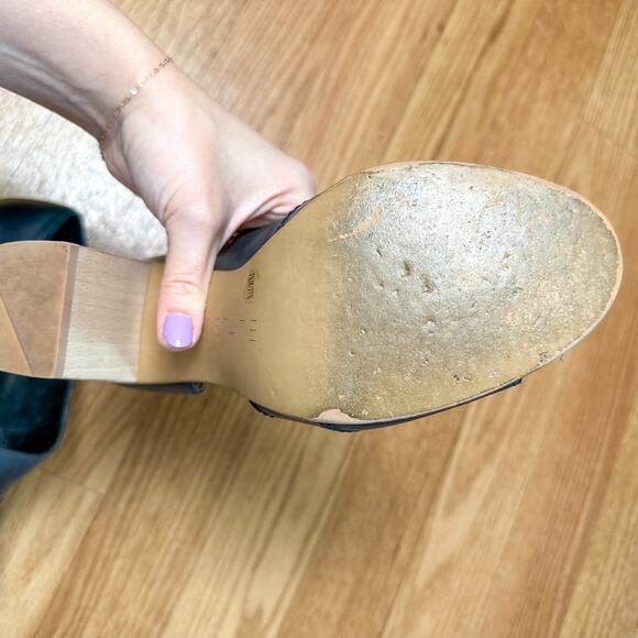 1.State Amble D'Orsay Style Open Toe Wooden Block Heel Leather Open Toe Pump - Picture 8 of 8